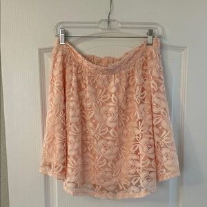 Everly Peach Lace A-Line Mini Skirt